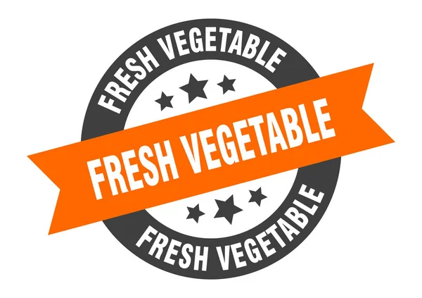 新鮮な野菜のサインだ新鮮な野菜の丸いリボンステッカー。新鮮な野菜のタグ — ストックベクタ