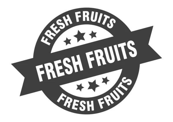 Fresh fruits sign. fresh fruits round ribbon sticker. fresh fruits tag — Stock Vector