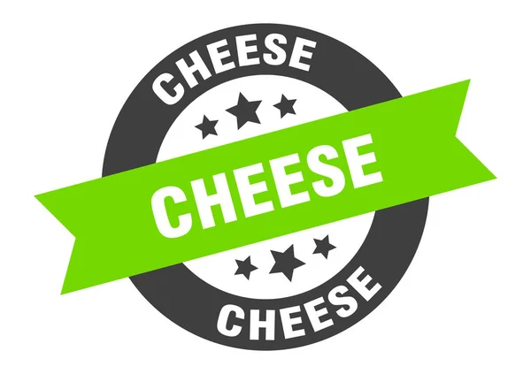Signo de queso. pegatina de cinta redonda de queso. etiqueta de queso — Archivo Imágenes Vectoriales