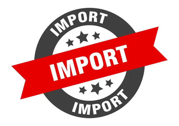 Značka importu. importovat kulatou stuhu. importovat značku — Stockový vektor