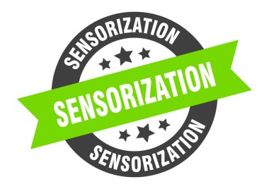 sensorization sign. sensorization round ribbon sticker. sensorization tag