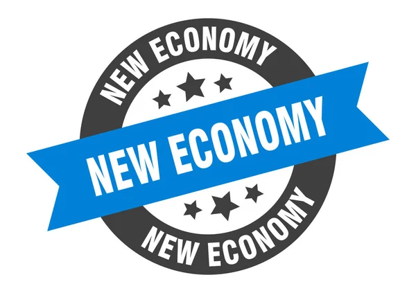 Signo de nueva economía. etiqueta engomada de cinta redonda de nueva economía. etiqueta de nueva economía — Archivo Imágenes Vectoriales