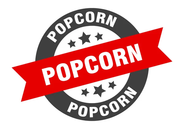 Popcorn-Zeichen. Popcorn Rundbandaufkleber. Popcorn-Tag — Stockvektor
