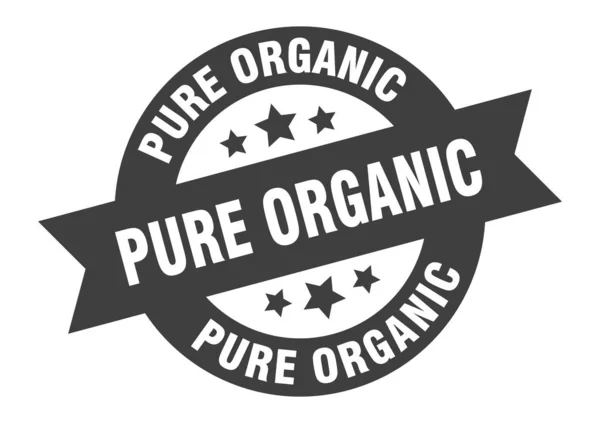 Saf organik işaret. Saf organik yuvarlak kurdele çıkartması. saf organik etiket — Stok Vektör