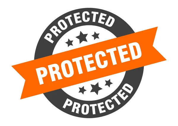 Signo protegido. pegatina de cinta redonda protegida. etiqueta protegida — Vector de stock