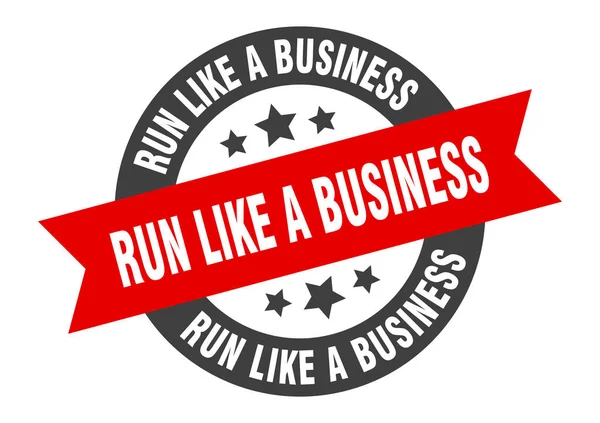 Funcionar como um sinal de negócio. funcionar como um adesivo de fita redonda de negócios. correr como uma etiqueta de negócios — Vetor de Stock