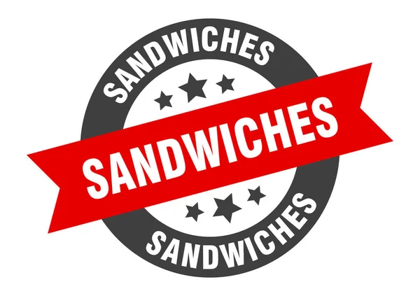 Podpis se sendviči. Sendviče s kulatou stuhou. značka sandwiches — Stockový vektor