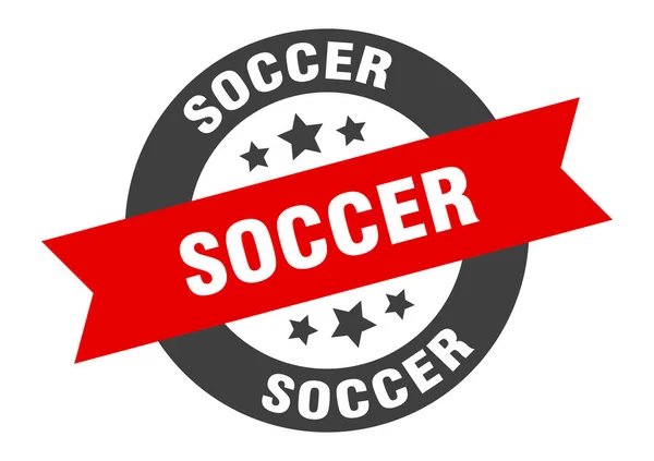 Soccer sign. soccer round ribbon sticker. soccer tag — Stok Vektör