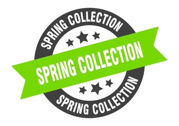 Frühjahrssammelschild. Frühjahrskollektion rund Band Sticker. Frühjahrssammlung — Stockvektor