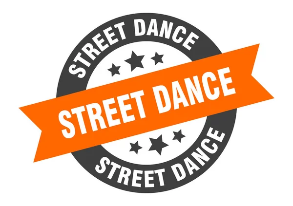 Pouliční taneční značka. street dance round ribbon sticker. značka street dance — Stockový vektor