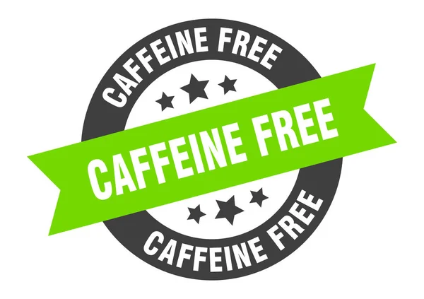Znak wolny od kofeiny. naklejka z kofeiną bez okrągłej wstążki. wolny od kofeiny tag — Wektor stockowy