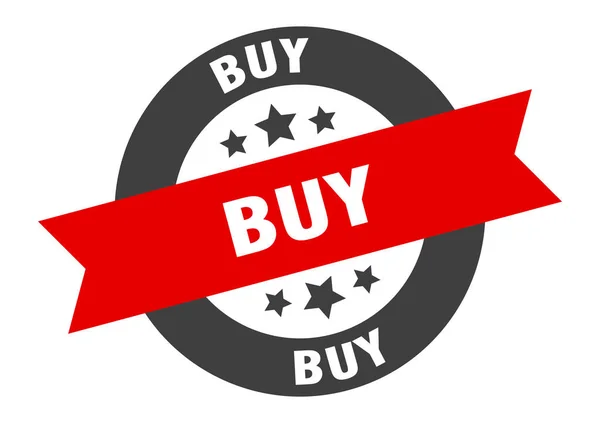 Buy sign. buy round ribbon sticker. buy tag — Stok Vektör