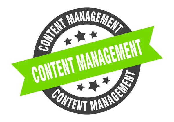Signo de gestión de contenidos. pegatina de cinta redonda de gestión de contenido. etiqueta de gestión de contenido — Vector de stock