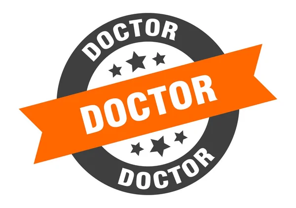 Dokter Teken. arts rond lint sticker. Artsenmerk — Stockvector
