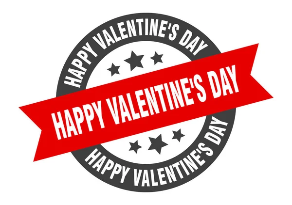 Heureux signe de la Saint-Valentin. heureux autocollant ruban Saint-Valentin ronde. joyeuse étiquette Saint-Valentin — Image vectorielle