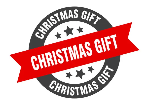 Signo de regalo de Navidad. pegatina de cinta redonda de regalo de Navidad. etiqueta de regalo de Navidad — Vector de stock
