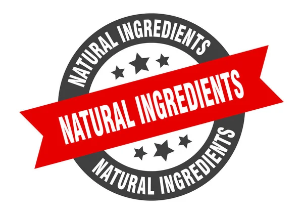 Natural ingredients sign. natural ingredients round ribbon sticker. natural ingredients tag — Stock vektor