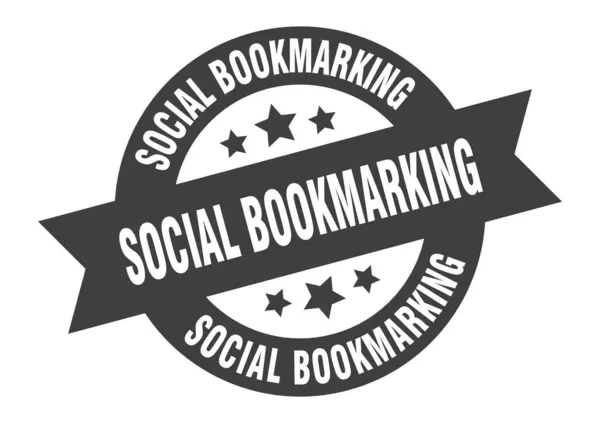 Sociaal bladwijzer. social bookmarking ronde lint sticker. social bookmarking tag — Stockvector