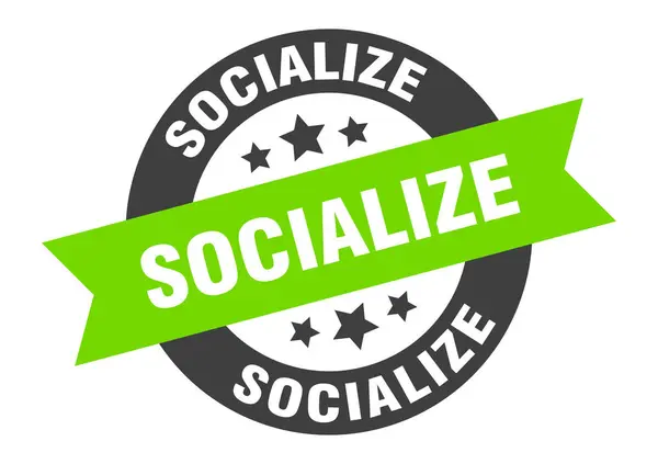 Socializzare segno. socializzare adesivo nastro rotondo. socializzare tag — Vettoriale Stock