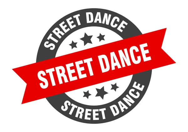 Pouliční taneční značka. street dance round ribbon sticker. značka street dance — Stockový vektor