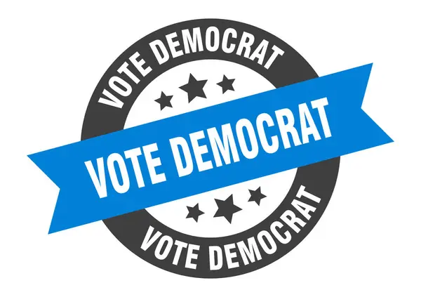 Vote democrat sign. vote democrat round ribbon sticker. vote democrat tag — 스톡 벡터