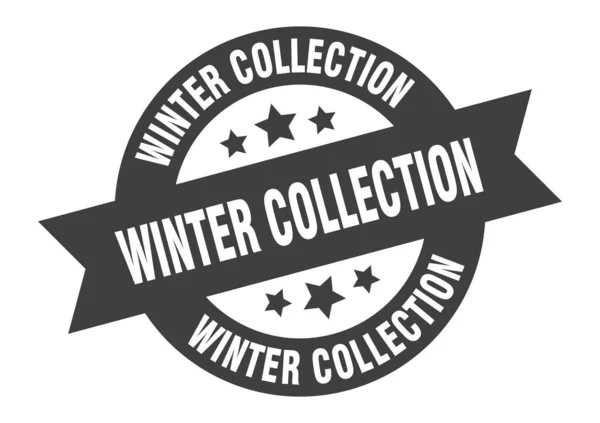 Segno collezione invernale. Adesivo nastro rotondo collezione invernale. tag collezione inverno — Vettoriale Stock