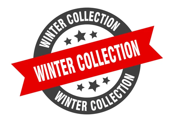 Winter collection sign. winter collection round ribbon sticker. winter collection tag — Stock Vector