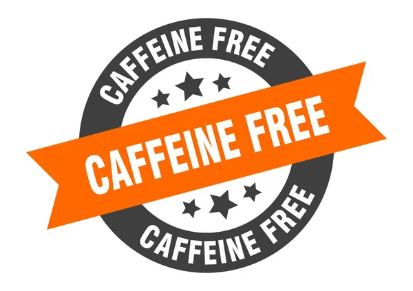 Koffeinfreies Zeichen. Koffeinfreie runde Bändchen-Aufkleber. Koffeinfreie Markierung — Stockvektor