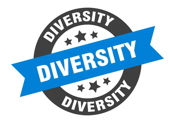 Sinal de diversidade. diversidade adesivo fita redonda. etiqueta de diversidade —  Vetores de Stock