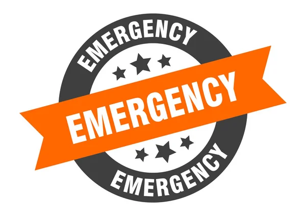 Emergency sign. emergency round ribbon sticker. emergency tag — 图库矢量图片