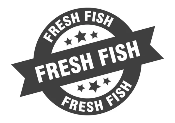 Segno di pesce fresco. pesce fresco adesivo nastro rotondo. etichetta pesce fresco — Vettoriale Stock