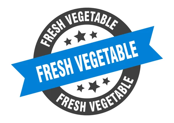 Signo vegetal fresco. etiqueta engomada de cinta redonda vegetal fresca. etiqueta de verduras frescas — Vector de stock