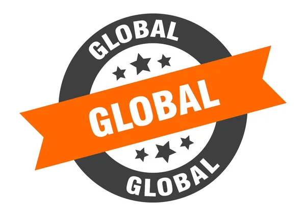 Παγκόσμιο σημάδι. παγκόσμιο στρογγυλό αυτοκόλλητο κορδέλα. παγκόσμια ετικέτα — Διανυσματικό Αρχείο