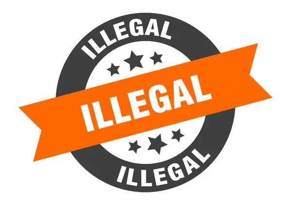 Sinal ilegal. adesivo de fita redonda ilegal. etiqueta ilegal —  Vetores de Stock