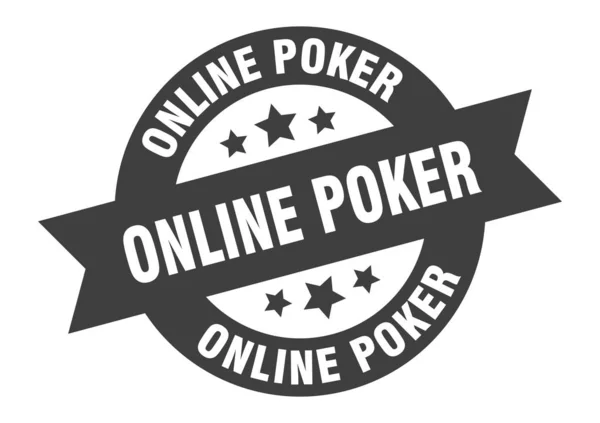 Online poker sign. online poker round ribbon sticker. online poker tag — Stock Vector