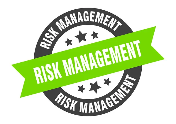 リスク管理のサインだリスク管理ラウンドリボンステッカー。リスク管理タグ — ストックベクタ