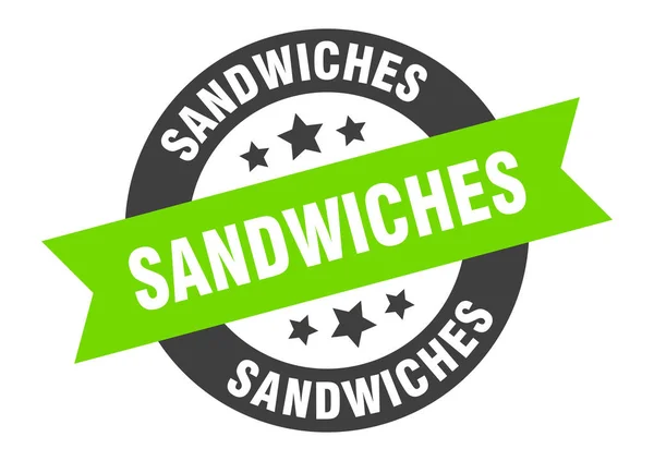 Podpis se sendviči. Sendviče s kulatou stuhou. značka sandwiches — Stockový vektor