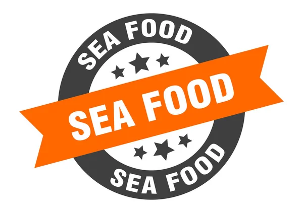 Sea food sign. sea food round ribbon sticker. sea food tag — Stock Vector