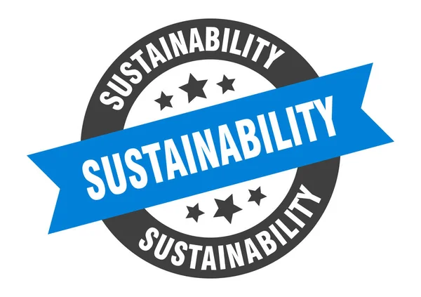 Señal de sostenibilidad. etiqueta engomada de cinta redonda de sostenibilidad. etiqueta de sostenibilidad — Vector de stock