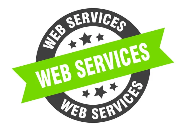 Podpis webových služeb. webové služby kulatá stuha nálepka. značka webových služeb — Stockový vektor