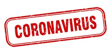 Coronavirus pulu. Coronavirus kare grunge kırmızı tabelası. Coronavirus etiketi