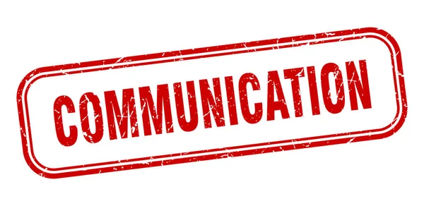 Timbre de communication. communication carré grunge signe rouge. étiquette de communication — Image vectorielle