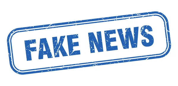 Sello de noticias falsas. fake news square grunge blue sign. etiqueta de noticias falsas — Vector de stock