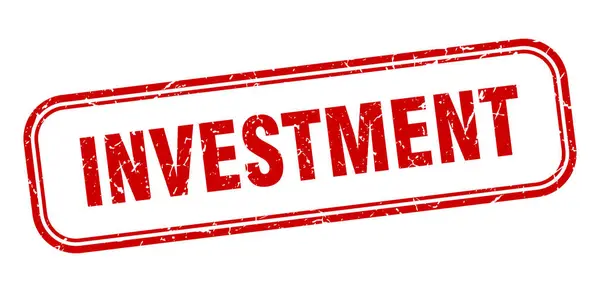 Инвестиционная марка. Инвестиционный квадрат гранж красный знак. инвестиционный тег — стоковый вектор