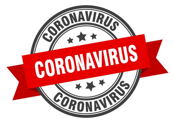 Rótulo do coronavírus. sinal de banda coronavirusround. carimbo do coronavírus —  Vetores de Stock