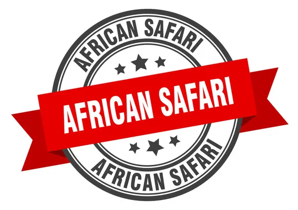 Etichetta safari africana. Firma della banda di safari africana. francobollo safari africano — Vettoriale Stock