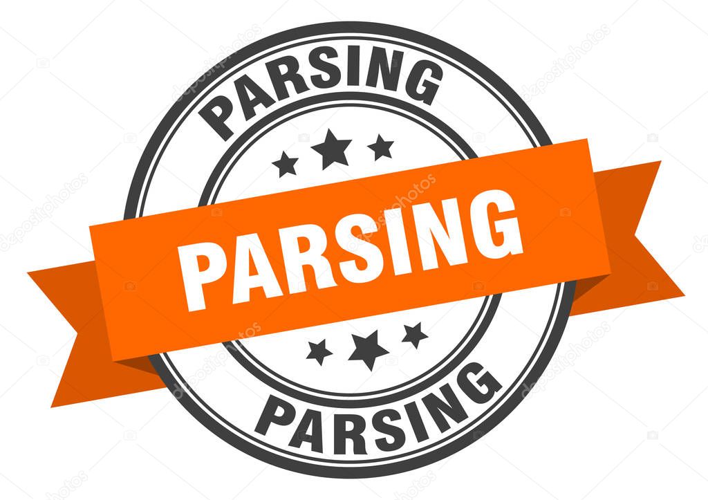 parsing label. parsinground band sign. parsing stamp