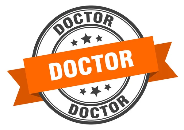 Etiqueta del médico. signo de banda doctorround. sello del médico — Vector de stock