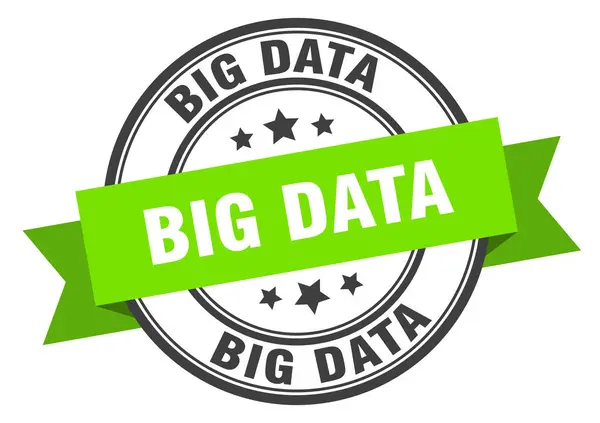 Etichetta big data. grande dataround banda segno. timbro grandi dati — Vettoriale Stock