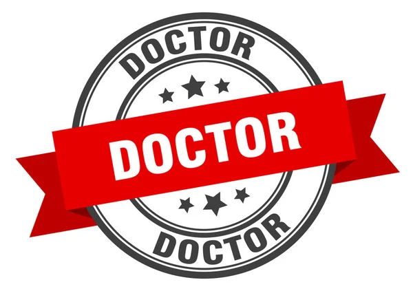 Etiqueta del médico. signo de banda doctorround. sello del médico — Vector de stock